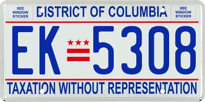 DC license plate EK5308