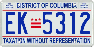 DC license plate EK5312