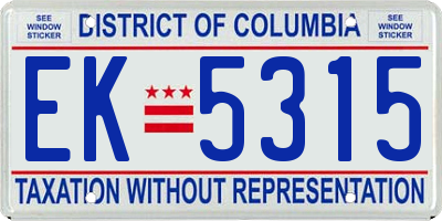 DC license plate EK5315