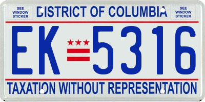 DC license plate EK5316
