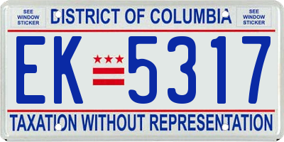 DC license plate EK5317