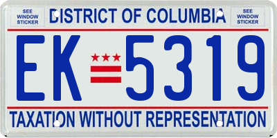 DC license plate EK5319