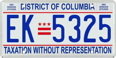 DC license plate EK5325