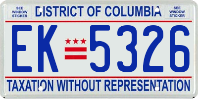 DC license plate EK5326