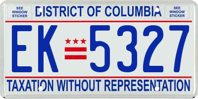 DC license plate EK5327