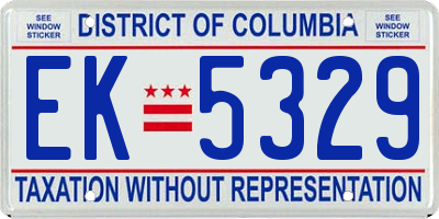 DC license plate EK5329