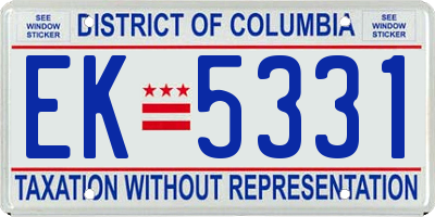 DC license plate EK5331