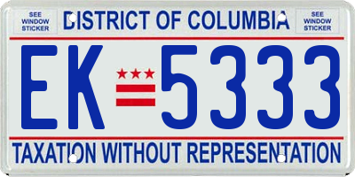 DC license plate EK5333