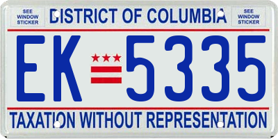 DC license plate EK5335