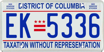 DC license plate EK5336