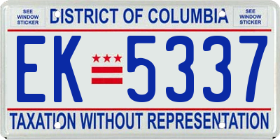 DC license plate EK5337