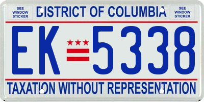 DC license plate EK5338