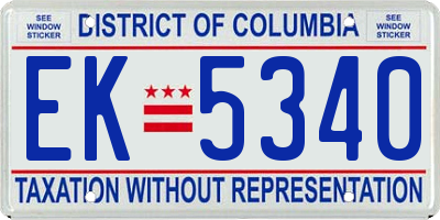 DC license plate EK5340