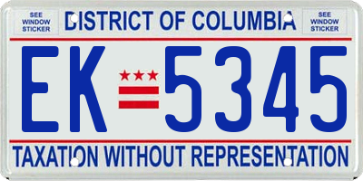 DC license plate EK5345
