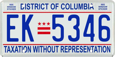 DC license plate EK5346