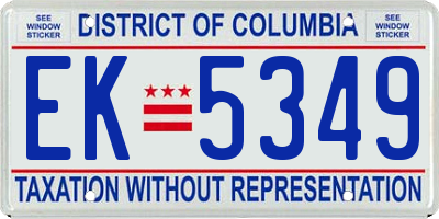 DC license plate EK5349