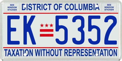 DC license plate EK5352