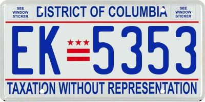 DC license plate EK5353