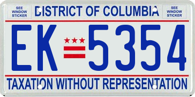 DC license plate EK5354