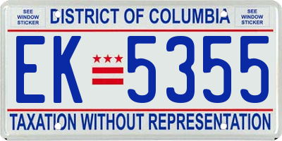 DC license plate EK5355