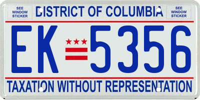 DC license plate EK5356