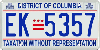 DC license plate EK5357