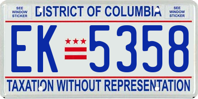 DC license plate EK5358