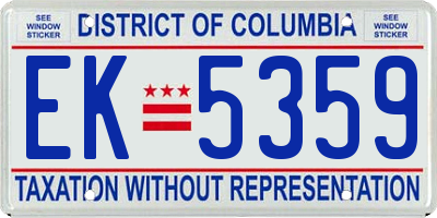 DC license plate EK5359