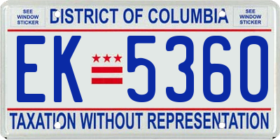 DC license plate EK5360