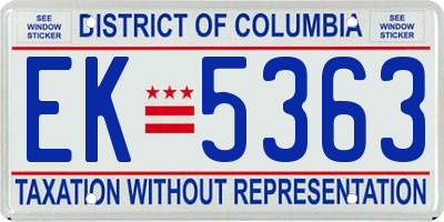 DC license plate EK5363