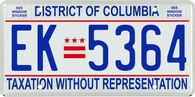 DC license plate EK5364