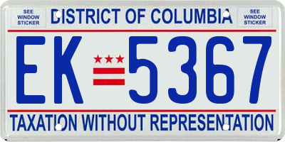 DC license plate EK5367