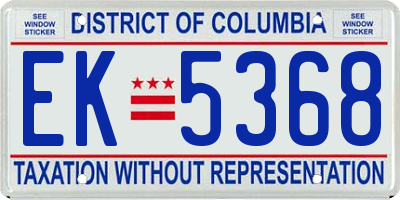 DC license plate EK5368