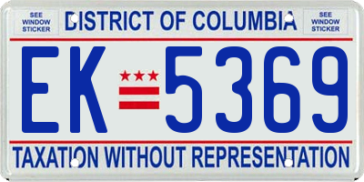 DC license plate EK5369