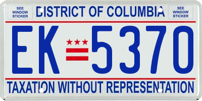 DC license plate EK5370