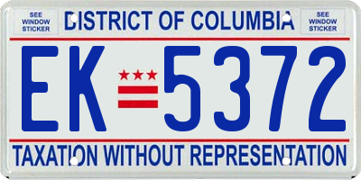 DC license plate EK5372