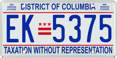 DC license plate EK5375