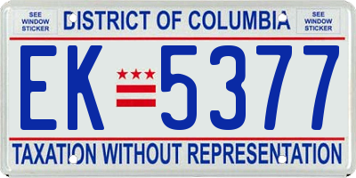 DC license plate EK5377