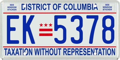 DC license plate EK5378