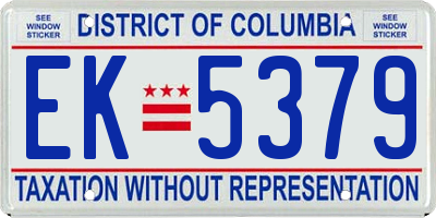 DC license plate EK5379