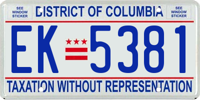 DC license plate EK5381
