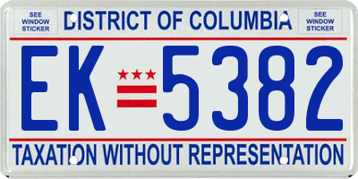 DC license plate EK5382