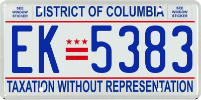 DC license plate EK5383