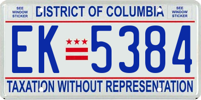 DC license plate EK5384