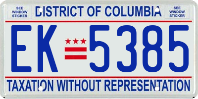 DC license plate EK5385