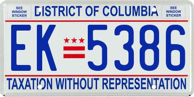 DC license plate EK5386