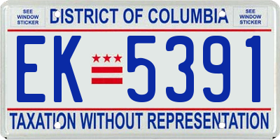 DC license plate EK5391