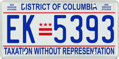 DC license plate EK5393