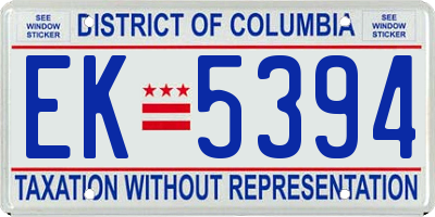 DC license plate EK5394