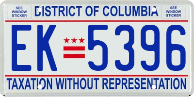 DC license plate EK5396